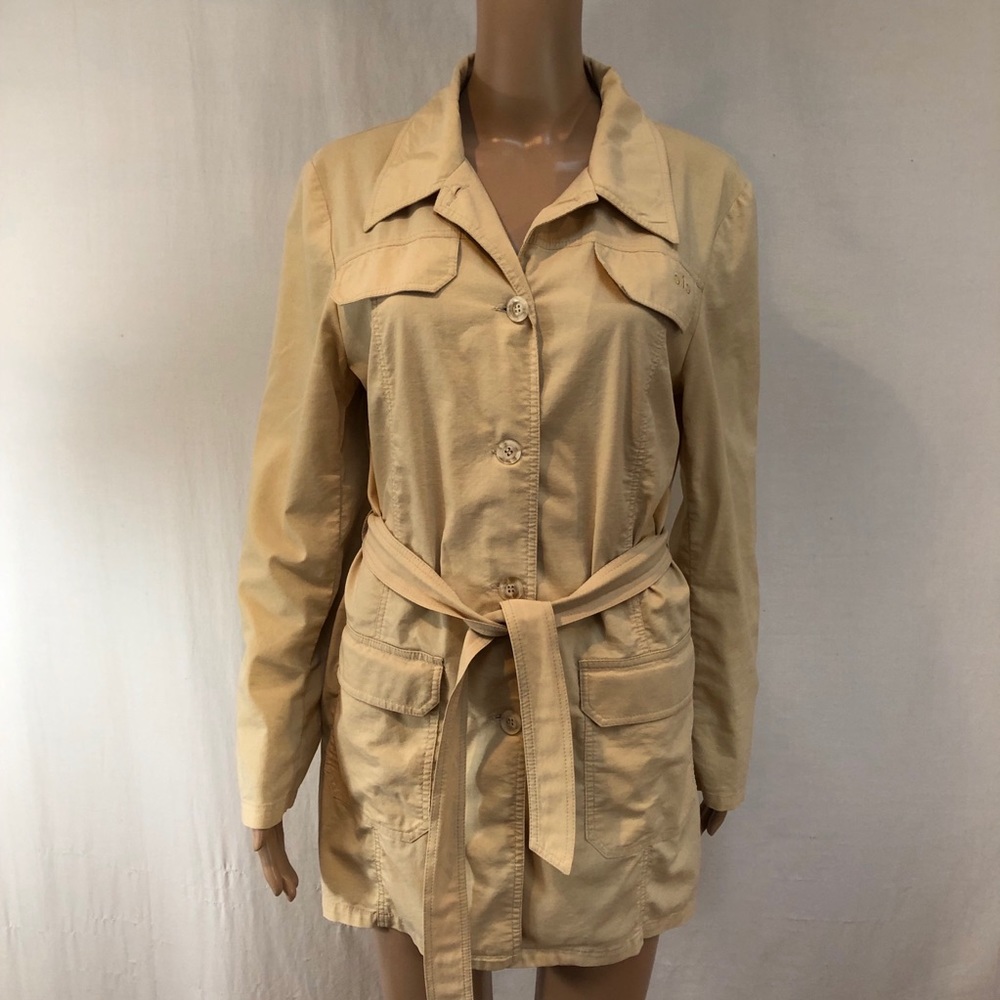 SIS women’s Tunic Sz S Button Tie  Light Gold